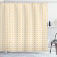 thumbnail image 1 of Floral Shower Curtain, Doodle Style Spring Blossoms with Geometric Abstract Shapes, Fabric Bathroom Set with Hooks, 69W X 75L Inches Long, Earth Yellow Mustard and Coconut, by Ambesonne, 1 of 3