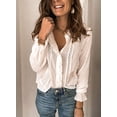 thumbnail image 3 of Blouses en Chiffon Col en V pour Femmes Manches Ballon Décontractées, 3 of 5