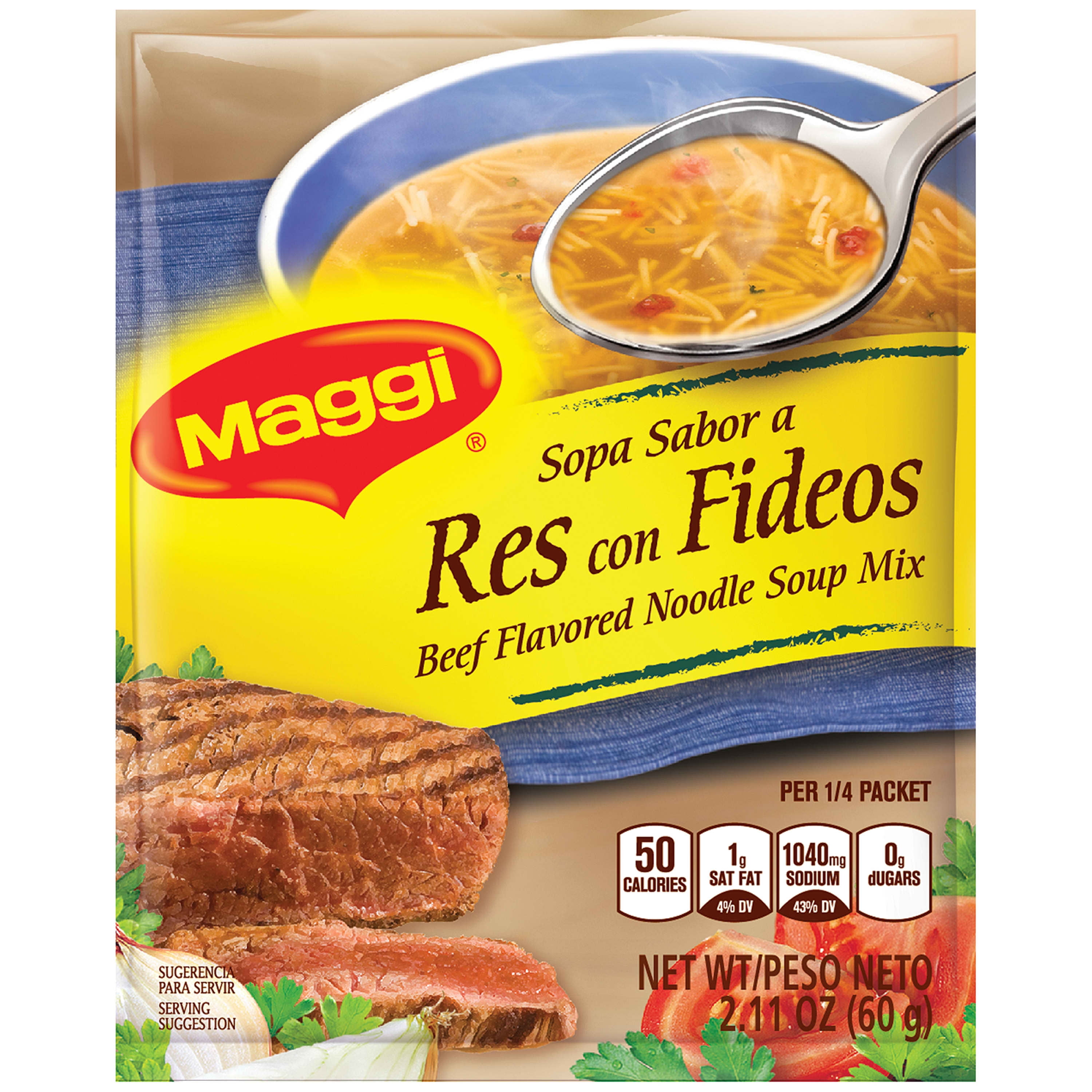 Maggi 50 Calories Beef Flavored Noodle Soup Mix, 2.11 oz
