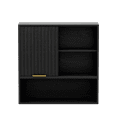 thumbnail image 2 of EYYTHUNG Fluted Wall-Mounted Cabinet Bathroom Modern Medicine Cabinet with Sliding Door Adjustable Shelf Wood Storage Cabinet, Black, 2 of 9