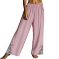 thumbnail image 2 of Delayuji Womens Cotton Linen Pant Casual Daily Embroidery Flora Printed Wide Leg Pant Retro Style Pants Plus Size M-4XL, 2 of 7