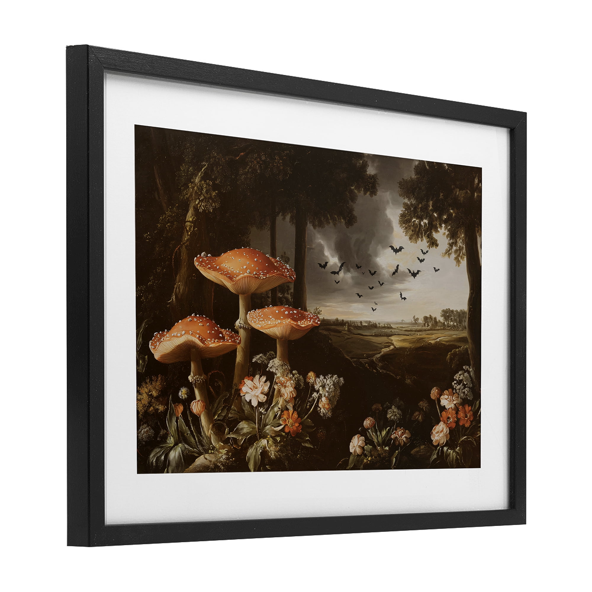 Stupell Industries Bats in Autumn Forest Black Framed Print Under Glass, design by Jacky Ngan