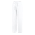 thumbnail image 3 of Lumtrix Linen Pants Women Drawstring Wide Leg Trousers Straight Casual Pleated Pants Cotton Summer Lounge Pant With Pockets White S, 3 of 5