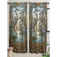 thumbnail image 5 of Vintage Cranes Living Room Curtains 2 Panel, Country Retro Chic Glass Flower Textured Cafe Window Treatment, Extra Long Farmhouse Bedroom Bathroom Kitchen Curtains Drapes 104"x72", 5 of 6