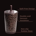 thumbnail image 3 of HydroJug Everyday Tumbler – Ceramic-Lined Insulated Tumbler with Straw and Soft-Touch Lid, Cup Holder Friendly – 14 oz, Brown Leopard, 3 of 6