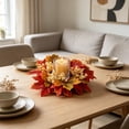 thumbnail image 4 of 10.2" Fall Sunflower & Maple Leaf Candle Ring Wreath, Thanksgiving Tabletop Faux Floral Centerpiece with Mini Pumpkins & Pinecones, Autumn Harvest Pillar Candle Holder Decoration, 1 Pack, 4 of 7