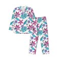 thumbnail image 1 of Fotbe Hawaiian Style Pijama de Hombre con Estampado de Manga Larga, Conjunto de 2 Piezas, Ropa de Dormir Suave y Cómoda con Bolsillos-Large, 1 of 7