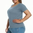 thumbnail image 6 of BSDJILFG Plus Size Lounge Top with Built-In-Bras L-5XL,Comfort Fit Wire-Free Pajama Top with Soft Cups,Summer Casual Short Sleeve Crewneck Oversized Sleep T-Shirts, 6 of 7