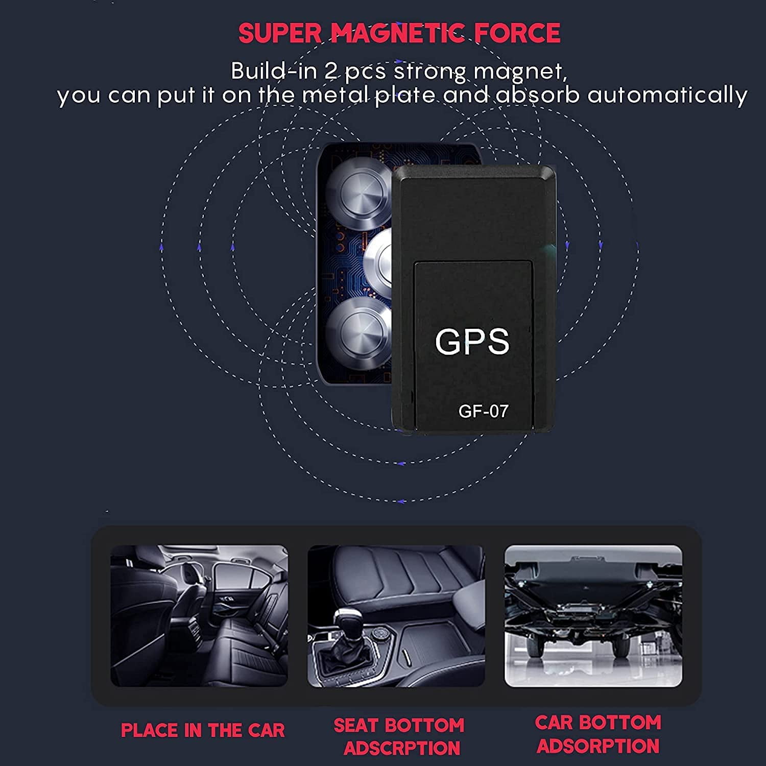 GPS Tracker for Vehicles, Mini GPS Real Time Car Locator, Full USA Coverage, No Monthly Fee, Long Standby GSM SIM GPS Tracker for Vehicle/Car/Person , Black