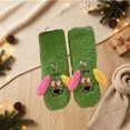 thumbnail image 5 of FAIOROI Womens Fuzzy Socks Cute 3D Dog Cartoon Winter Warm Soft Plush Slipper Socks Christmas Gift Green Free Size, 5 of 6