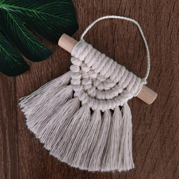 TINKER Mini Macrame Wall Hanging Set of 3 Cute Macrame Holiday Ornaments Boho Art Woven Decor for Nursery Apartment Bedroom Living Room Dorm Home Office Handmade Gifts Idea  3.9*6.7in