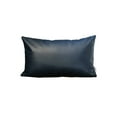 thumbnail image 2 of Boho Handcrafted Decorative Single Throw Pillow Cover Vegan Faux Leather Solid 12" x 20" Navy Blue Lumbar for Couch, Bedding, 2 of 4