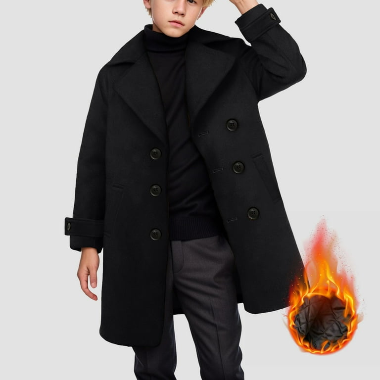 Povozer Boys Trench Coat Double Classic Belted Outwear Jacket