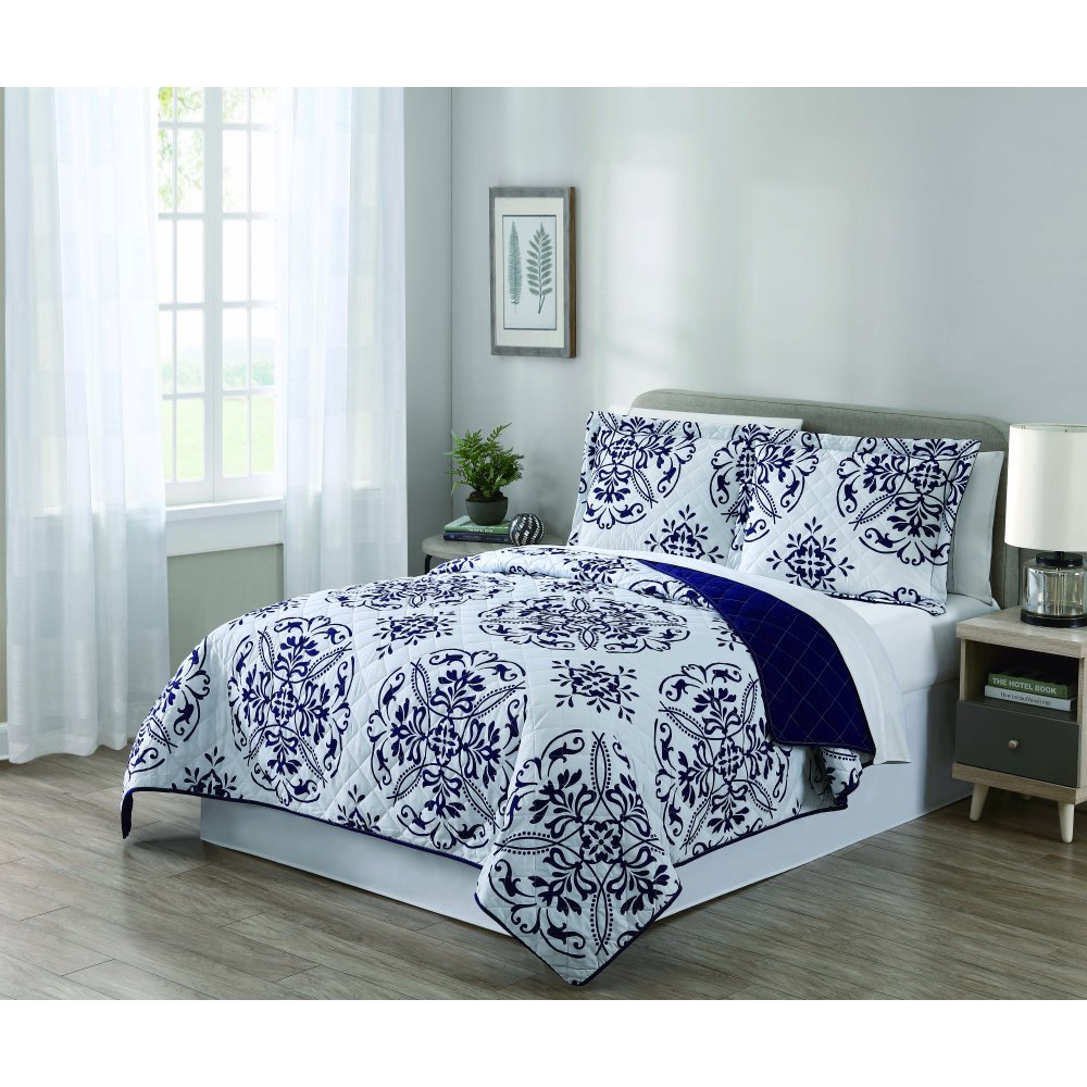 Mainstays White Classic Leaf Damask Patterned Sham, King