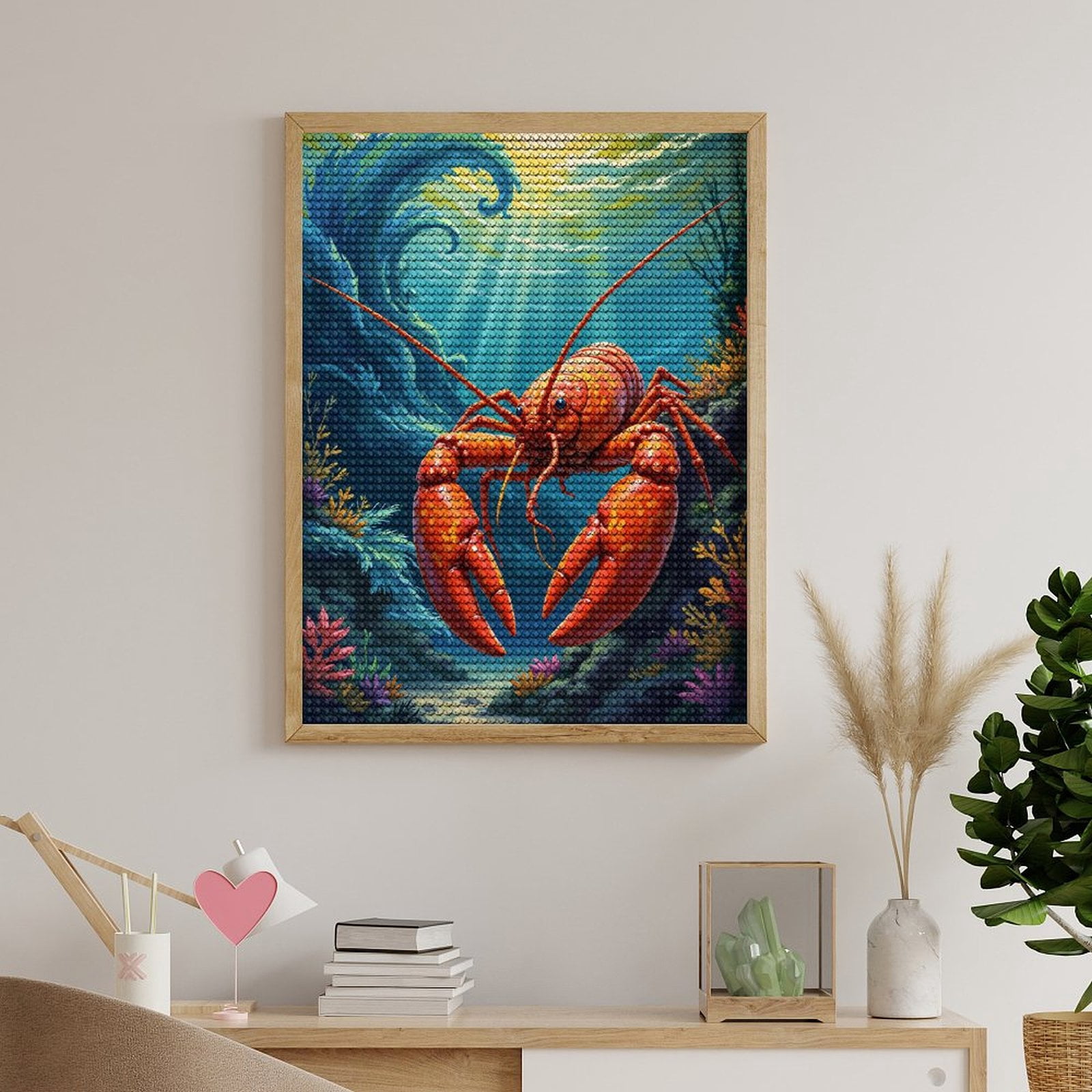 Diamond Art Kits for Adults, Underwater Lobster Coral Fantasy 5D Diamond Painting Kits for Adults Beginners, DIY Full Drill Diamond Painting, Gem Art and Crafts 12x16