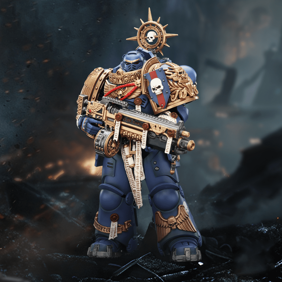 [IN STOCK] JOYTOY Warhammer 40K 1/18 Action Figures Ultramarines Heavy Relic Primus Armor with Heavy Relic Bolt Rifle