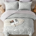 thumbnail image 2 of Flymme King Size Bedding Comforter Set Gray 7 Pieces Bed in a Bag Shabby Chic Bedding Sets Lightweight Soft Microfiber Boho Bed Set for All Season, 2 of 8