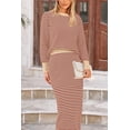 thumbnail image 3 of Conjunto de Falda para Mujer PRETTYGARDEN Suéter a Rayas Naranja Talla S, 3 of 8