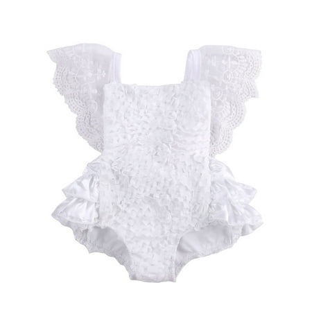 

LisenraIn Toddler Baby Girl Romper Lace Rose Jumpsuit Outfit Summer Clothes