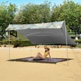 thumbnail image 6 of Portable Beach Tent Sun Shelter With Ground Pegs Water And Wind Resistant Sun Shade Canopy Angle Adjustable Beige Pattern, 6 of 7