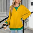 thumbnail image 6 of Blouses for Women Business Casual Fall Relaxed Fit Crew Neck Long Sleeve Cap One Shoulder Colorblock Leisure Cotton Sweatshirts Sweatshirt(Yellow,XXL), 6 of 8