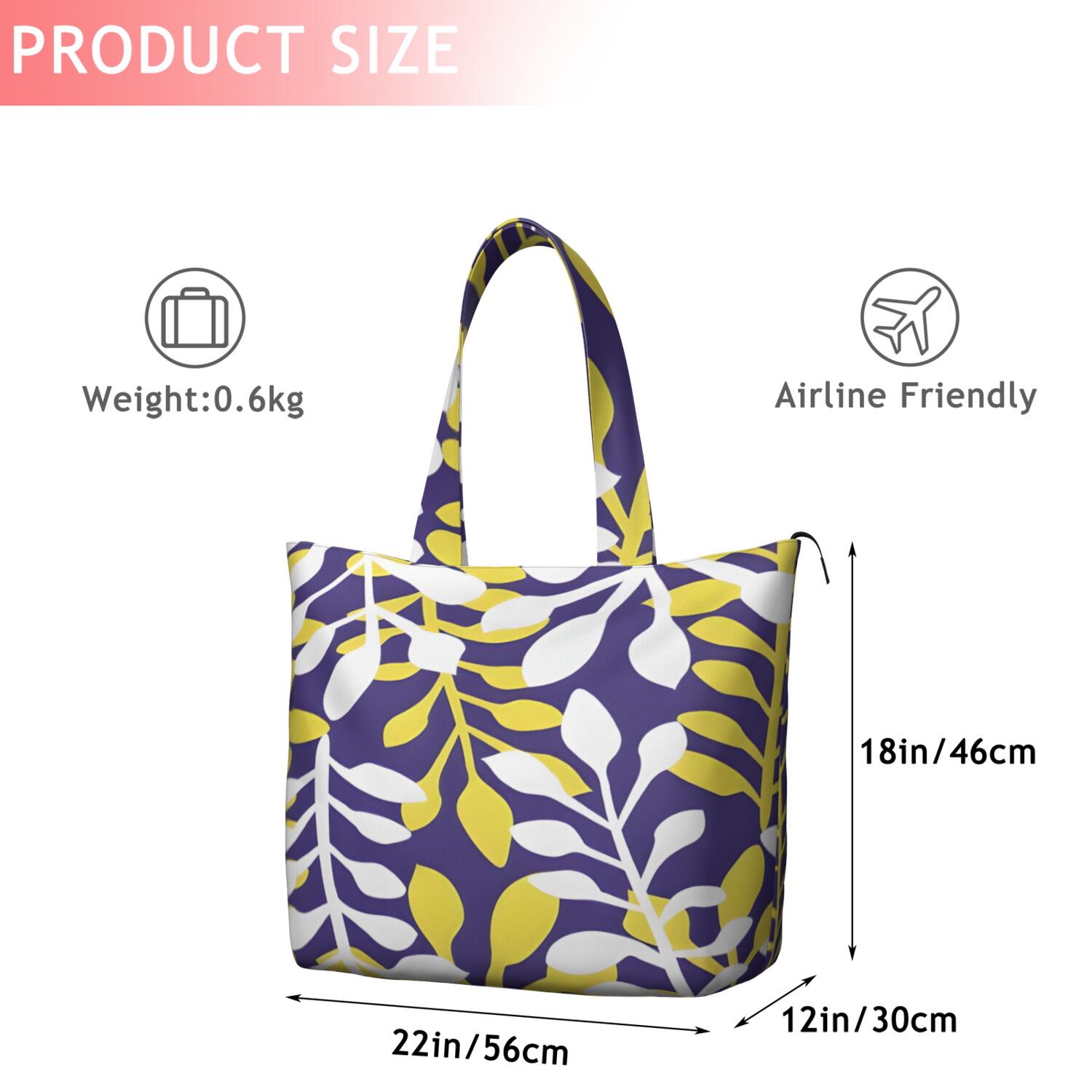 Purple Leaf Pattern Travel Tote Bags for Women Carry On,Large Weekender Bags for Women Travel,Multi Functional Duffle Bag for Work,Shopping,Sports