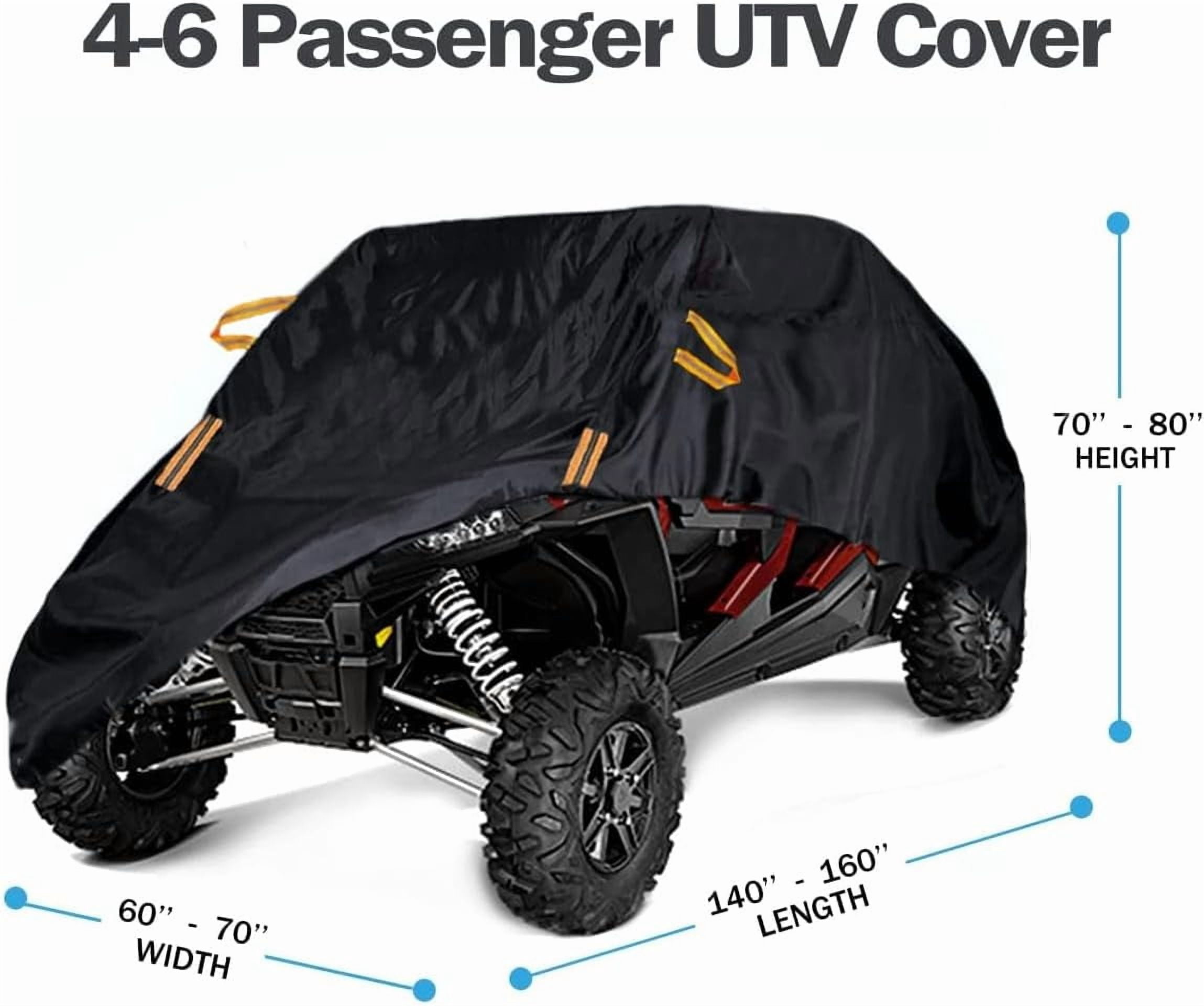 UTV Cover Waterproof Heavy Duty 4-6 Seater Cover Black Oxford Cloth Protection Covers for Polaris RZR Mahindra Can-Am Defender All Weather Side by Side Cover UTV Accessories