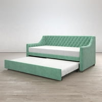 Little Seeds Monarch Hill Ambrosia Upholstered Daybed and Trundle, Teal Velvet, Twin, (Teal)