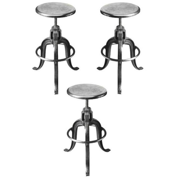 Home Square Industrial Chic 22" Parnell Iron Bar Stool - Set of 3