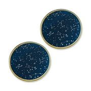 Kate Aspen Under the Stars Glass Coaster Set, Wedding/Party Decorations, Party Favor Gift, Navy/Gold/White