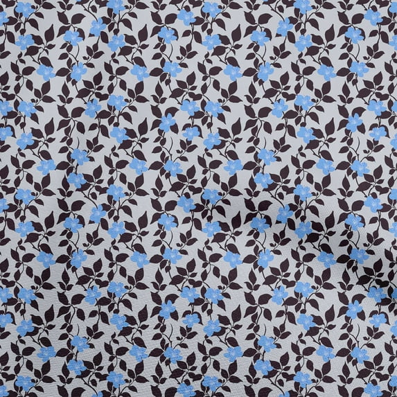 oneOone Rayon Medium Blue Fabric Floral Diy Clothing Quilting Fabric Print Fabric By Yard 56 Inch Wide