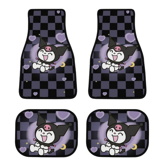 Kuromi Car Floor Mats 4PC Set Anti Skid Vehicle Floor Mat Car Carpet for Front Rear Seats Universal Auto Interior Accessories
