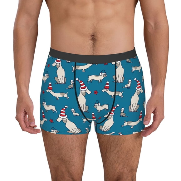 Easygdp Festive Dachshund Fun Mens Underwear Boxer Briefs,Moisture Wicking & Breathable,Comfort Stretch Moisture-Wicking Underwear-Small