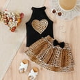 thumbnail image 5 of Hotiary Toddler Baby Girls Summer Leopard Print Dress Outfits Kids Halter Sleeveless Love Shirt + Bowknot Layered Skirt Two-Piece Set for 4-7 Years, 5 of 8