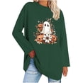 thumbnail image 1 of FAIWAD Womens Halloween Long Sleeve Tops Cute Ghost Print Crewneck Pullover 2024 Fall Basic Tees, 1 of 3