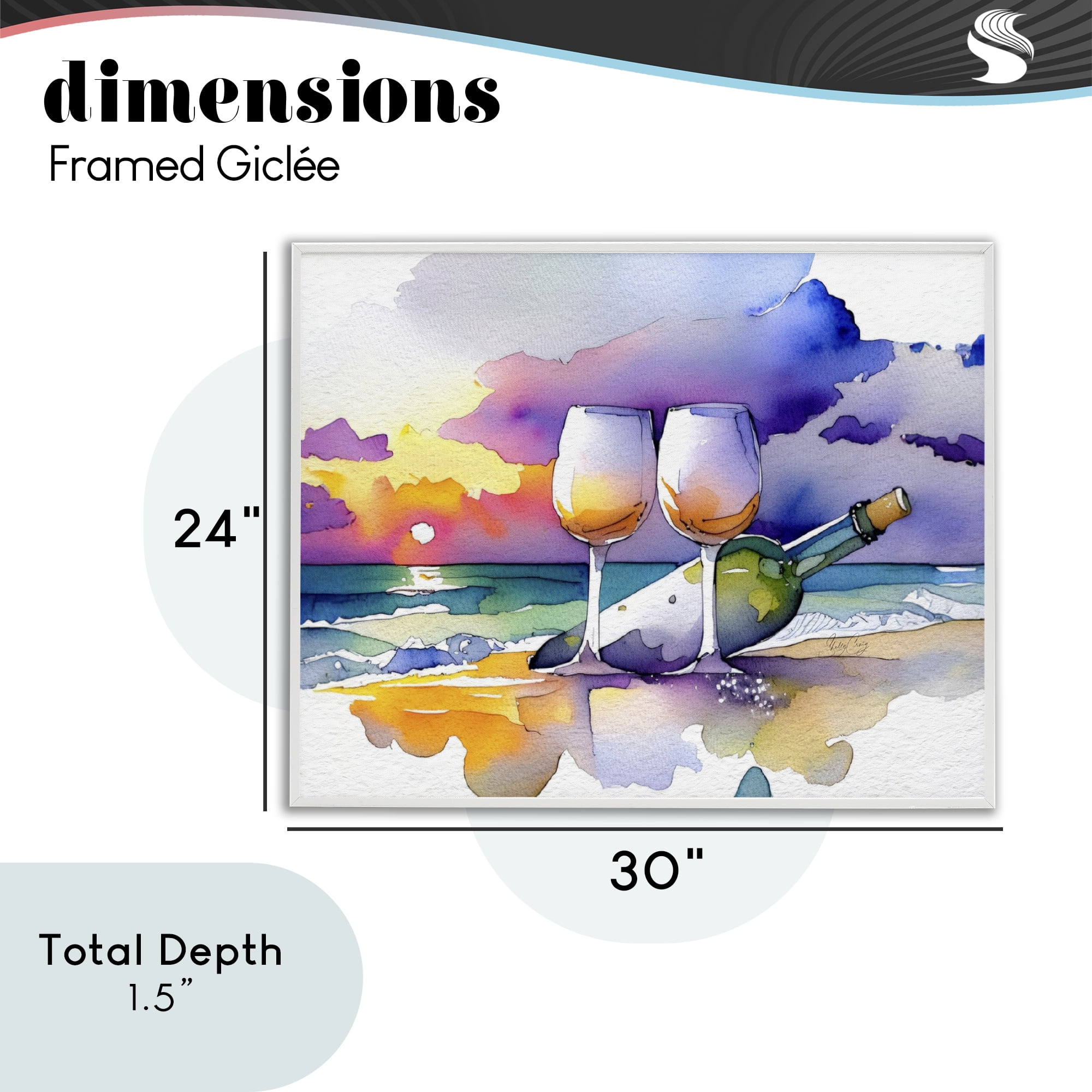 Stupell Industries Coastal Cheers with Wine White Framed Giclee Art, design by Shelly Craig
