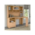 thumbnail image 2 of Cabot Modern Corner Desk with Hutch, includes File Drawer and Storage Shelves in Natural Maple, 2 of 8