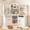 White, variant on OLAKIDS Corner Kids Kitchen Playset, Toddler Wooden Pretend Cooking Set with Lights Sounds Coffee Machine Washing Machine, Stove Removable Sink Storage Cabinet, Simulation Play Kitchen Toy