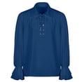 thumbnail image 2 of YLSDY Men's Lace Up Long Sleeve Shirt Pirate Costume Vintage Gothic Top Blouse Renaissance Medieval Shirt Blue XL, 2 of 7