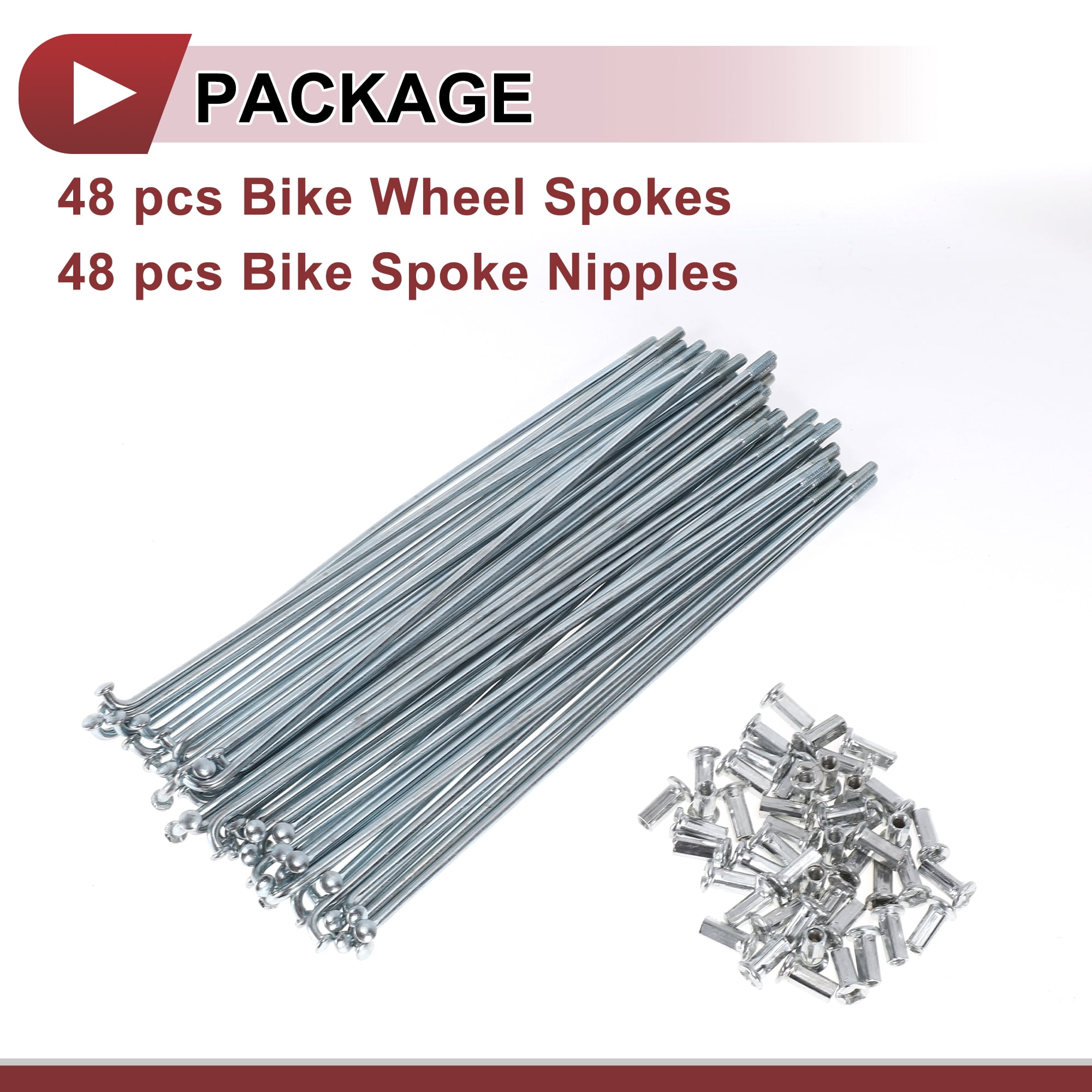 Unique Bargains 48Pcs 10G J Bend Bike Wheel Spokes Carbon Steel Galvanized Silver 7.09"