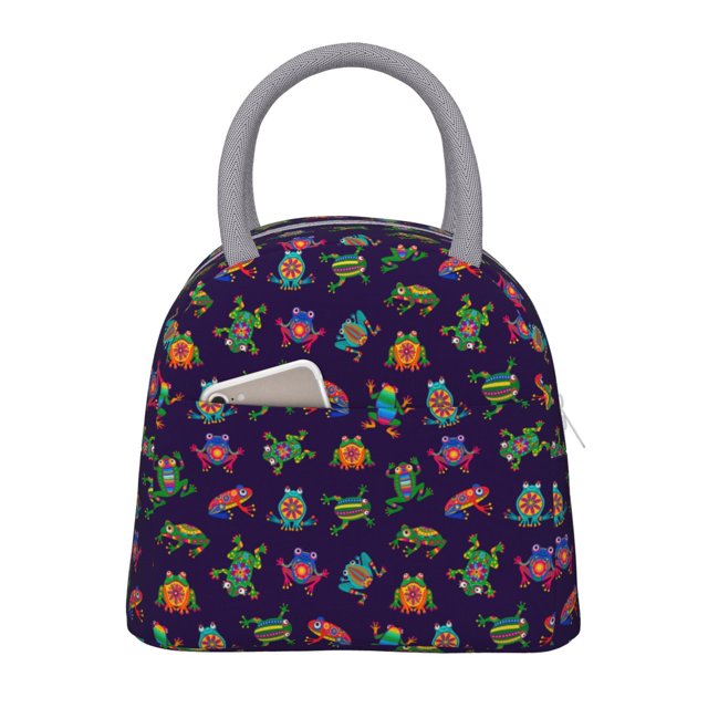 Easygdp Mexican Frogs Bolsa de Almuerzo Insulada Grande, Forro de Aluminio, Diseño Espacioso, a Prueba de Fugas, Ideal para Trabajo, Picnics, Viajes y Actividades al Aire Libre