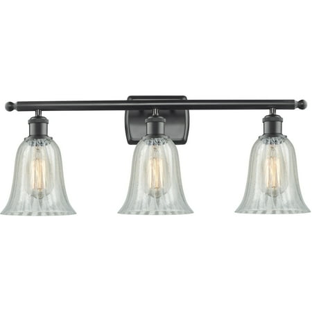 

Matte Black Tone Bathroom Vanity 26 Wide Mouchette Glass Steel/Cast Brass/Glass Medium Base LED 3 Light Fixture