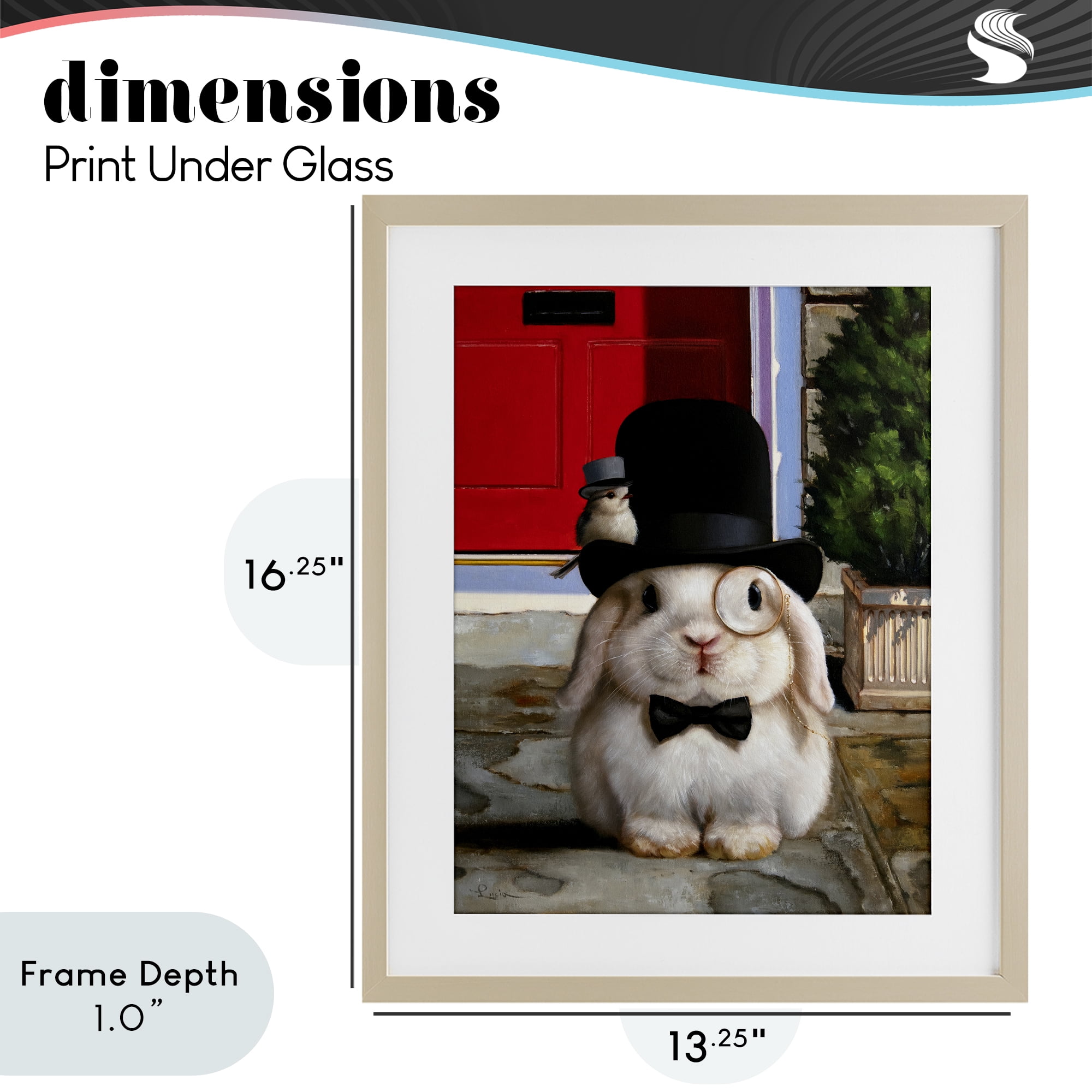 Stupell Industries Lord Bunbury Rabbit Birch Framed Print Under Glass, design by Lucia Heffernan