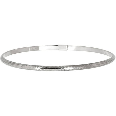 Simply Gold 10kt White Gold Polished and Diamond-Cut 3mm Bangle, 8