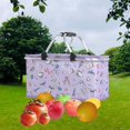 thumbnail image 1 of Cesta de Picnic de Gran Tamaño Marco de Aluminio Resistente Impermeable Plegable Fácil Almacenamiento Camping Picnic Viajes Al Lago Vacaciones Familia Morado 42x23x23cm Soledad Cesta de picnic, 1 of 9