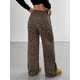 thumbnail image 5 of Pantalones Rectos con Estampado de Leopardo A Cuadros para Mujer, Cintura Elástica, Estilo Y2K, con Bolsillos. Leopardo Profundo M, 5 of 10