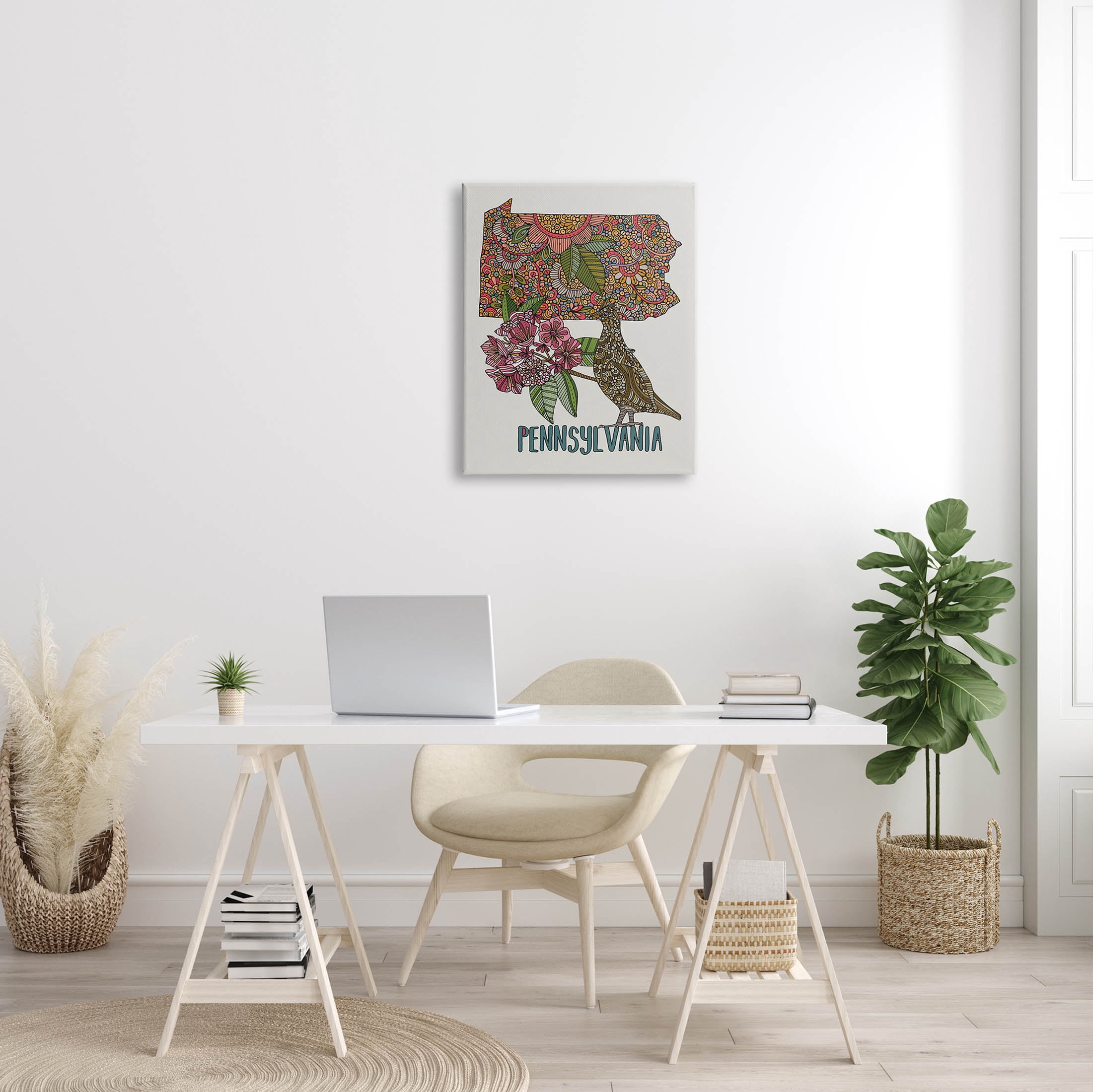 Stupell Industries Pennsylvania Patterned State Graphic Art Gallery Wrapped Canvas Print Wall Art, Design by Valentina Harper