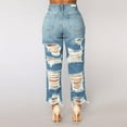 thumbnail image 5 of Fjofpr Clearance Sale Deal Ripped Jeans for Women Plus Size Clearance Women High Waisted Skinny Hole Stretch Slim Pants Calf Length, 5 of 9