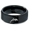 thumbnail image 2 of Tungsten Dolphin Sea Animal Island Band Ring 8mm Men Women Comfort Fit Black Beveled Edge Polished, 2 of 4