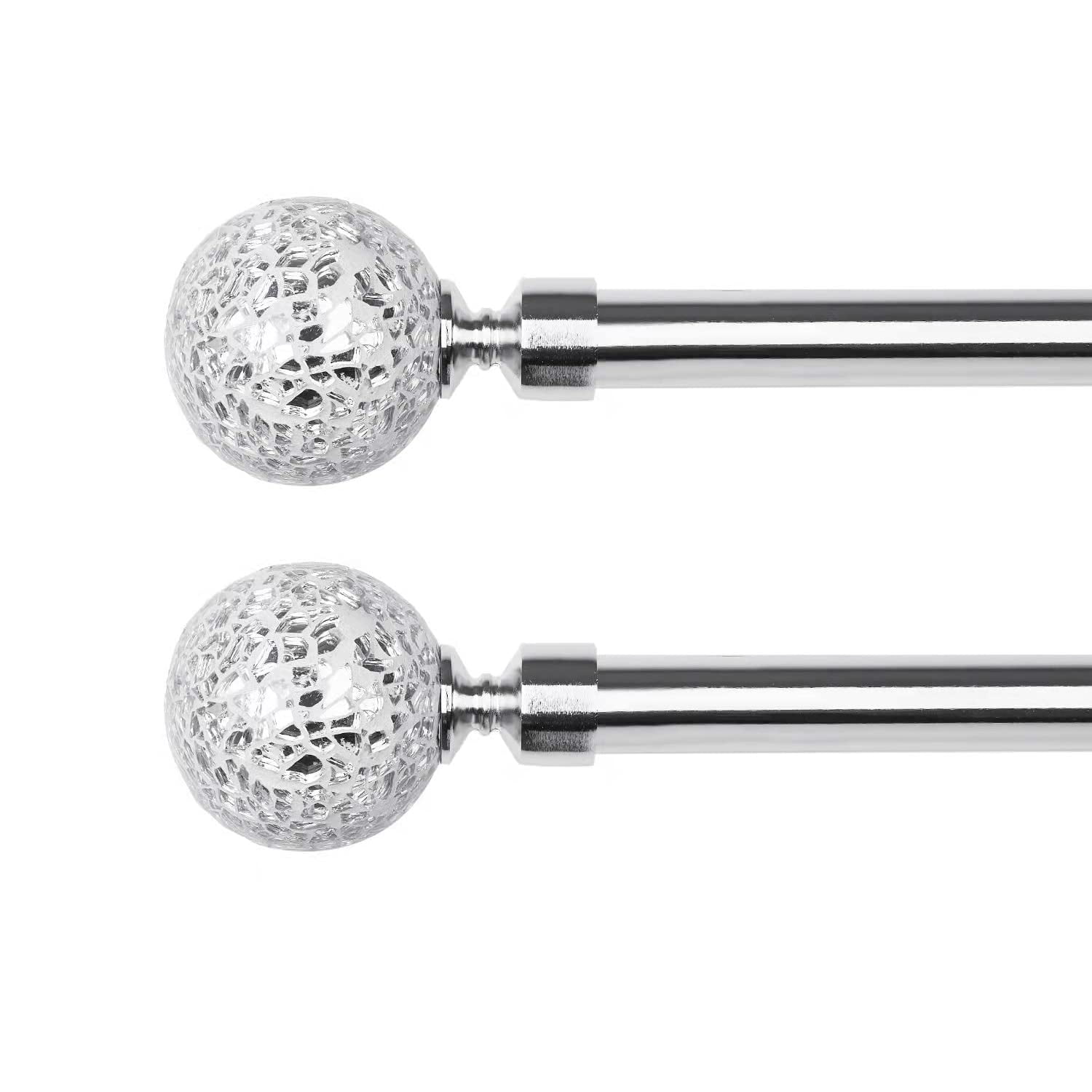 2 Pack Glass Mosaic Ball Finials Curtain Rod，3/4” Adjustable Curtain